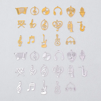 Breloques musicales personnalisées en acier inoxydable plaqué or 18 carats, assortiment de pendentifs guitare et clé de sol, fournitures de fabrication de bijoux DIY