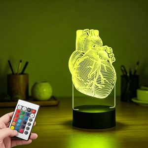 Lampe de nuit personnalisée avec image d'organes humains, cœur, poumons, lampe 3D pour chambre à coucher, 7 couleurs, décoration de la maison - Product Image 4
