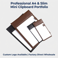 Portafolio Profesional A4 y Mini Portafolio Delgado de Cuero PU para Negocios, Carpeta de Documentos con Logotipo Personalizado, Bloc de Escritura para Oficina, Regalo