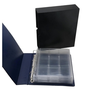 Deluxe PU da 3 q-ring định dạng tiêu chuẩn chất kết dính với slipcase đen cho tiền xu, thẻ kinh doanh, tiền tệ, ghi chú ngân hàng, tài liệu - Product Image 5