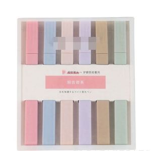 Stylo surligneur à pointe biseautée fantaisie, marqueurs graphiques en plastique pour croquis et dessin, avec ensemble de pinceaux obliques pour usage scolaire - Product Image 2