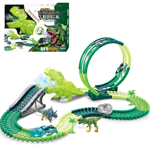Vente chaude bricolage dinosaure intérieur aventure <span class=keywords><strong>parc</strong></span> route Construction montagnes russes jouet voiture de course électrique piste Flexible ensemble de jeu - Product Image 1