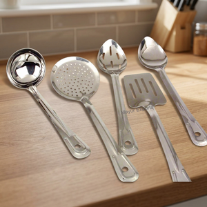 Mayur Exports – Ensemble d'ustensiles de cuisine durables en acier inoxydable de qualité alimentaire, 5 pièces, comprenant spatule, louche et spatule de cuisine - Product Image 6