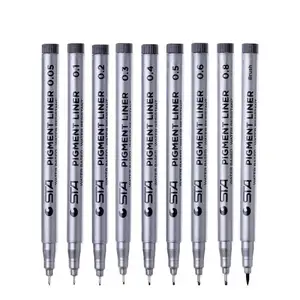 STA Pigmen Liner Tinta Spidol Ujung Kuas Hitam Fineliner Sketsa Spidol Sikat Pena 0.05 0.1 0.2 0.3 0.4 0.5 0.6 0.8