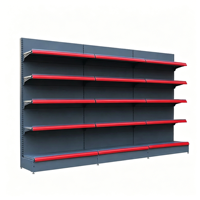 Étagère de supermarché robuste de qualité industrielle, gondole en acier laminé à froid, capacité 120-150 kg, couleur noire