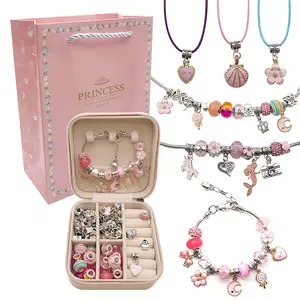 Calendrier de l'avent de noël thème de noël bricolage breloque bijoux Bracelet collier Kit de fabrication pour filles boîte cadeau de noël nouvel an