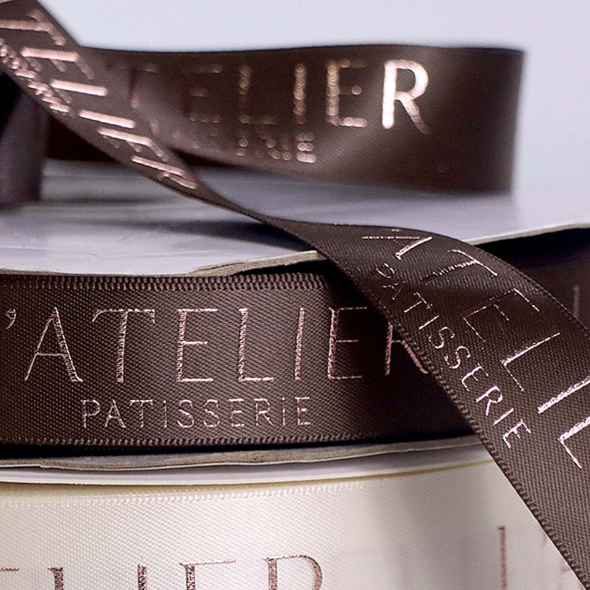 Wholesale Personalized Polyester Ribbon - Flat/Embossed Gold/Silver Logo for Gift Box & Birthday Occasions