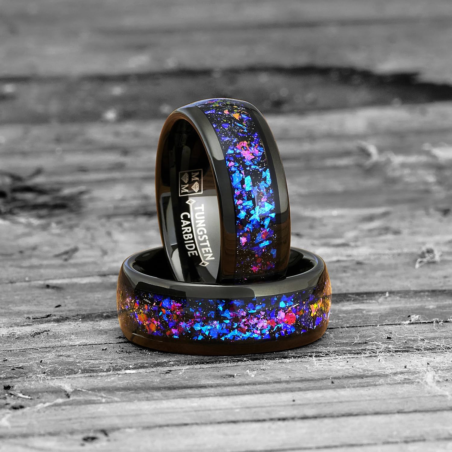 Mens Black Tungsten Promise Stainless Steel Ring
