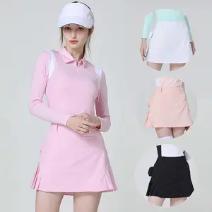 Rok tenis wanita kustom rok golf elastis latihan cepat kering dengan saku samping activewear rok golf