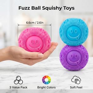 Balle anti-stress en velours doux en forme de visage souriant, colorée, sensorielle, jouet sensoriel pour enfants et bureau, vente en gros - Product Image 6