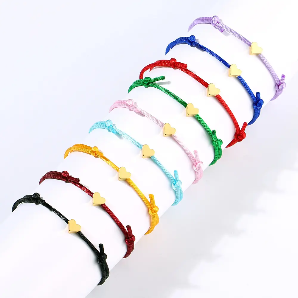 Lucky Charm Heart Handmade Multicolor Rope Adjustable Red String Bracelet For Women Children