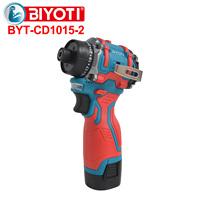 Ensemble de perceuse sans fil BYT-CD1015-2, 10 mm, 45 N/m, 1500 tr/min, batterie au lithium, tournevis sans fil pour la construction