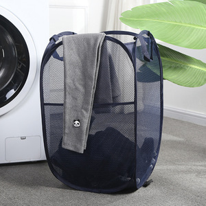 Collapsible Mesh Laundry <b>Basket</b> <b>Large</b> Rectangle Portable Clothes <b>Storage</b> Organizer for Bathroom Home Use - Product Image 3