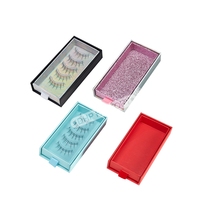 Tiroir d'emballage en papier extractible holographique avec logo personnalisé Boîte cadeau coulissante rectangulaire avec fenêtre transparente en PVC ouverte pour cils