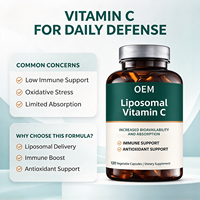 Capsules végétales de vitamine C liposomale OEM, 120 unités, complément alimentaire, étiquette privée personnalisée, approvisionnement en gros