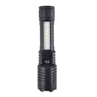 Lampe torche LED rechargeable par USB Affichage numérique de puissance Zoom télescopique Lampe de poche tactique multifonctionnelle pour l'extérieur avec corps en ABS