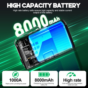 เครื่องช่วยสตาร์ทรถยนต์ 1000A พร้อ<span class=keywords><strong>ม</strong></span>ปั๊มลม, แบตเตอรี่สำรองพก<span class=keywords><strong>พา</strong></span> 8000mAh, เครื่องสูบลมยาง, กล่องจั๊<span class=keywords><strong>ม</strong></span>พ์สตาร์ท - Product Image 3