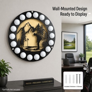 Support mural en bois pour ballons de golf, idéal pour les collections de tournois, les terrains de golf, la maison, le bureau et les clubs. - Product Image 3