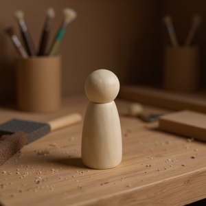 Marioneta de madera Ilan de 75 mm, accesorio de manualidades sin pintar - Product Image 2