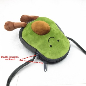 Borsa a tracolla per telefono a forma di avocado, unisex, simpatica, in peluche, monospalla, versatile, morbida, da ragazza, con cerniera, portamonete, stile street - Product Image 4