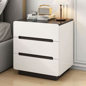 Mesa <span class=keywords><strong>de</strong></span> <span class=keywords><strong>Noche</strong></span> <span class=keywords><strong>Flotante</strong></span> Blanca Pequeña con Detalles Negros, Estilo Nórdico, para Dormitorio <span class=keywords><strong>de</strong></span> Hotel - Product Image 1