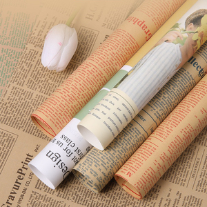 20 hojas por bolsa de papel Kraft <span class=keywords><strong>Vintage</strong></span> periódico inglés papel de regalo papel de embalaje de flores - Product Image 4