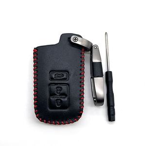 Funda de cuero para coche, funda para llave para <span class=keywords><strong>Toyota</strong></span> <span class=keywords><strong>Yaris</strong></span> Hybrid Auris RAV4 Camry 55 2012-2018, funda para llave de 3 botones Fob - Product Image 2
