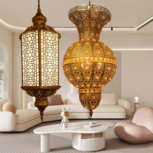 Southeast Asian Retro Openwork Chandelier Round Multi Head LED Pendant <b>Light</b> For Living Room And <b>Dining</b> Room - Product Image 4