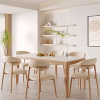Ensemble de meubles de salle à manger modernes nordiques en bois massif avec table à manger en pierre pour la maison, l'appartement ou l'hôtel