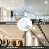 Plafonnier LED encastré ultra-plat rond 9W 12W, 6 pouces, 5CCT, dimmable, forme ronde, panneaux LED SMD, certifié ETL