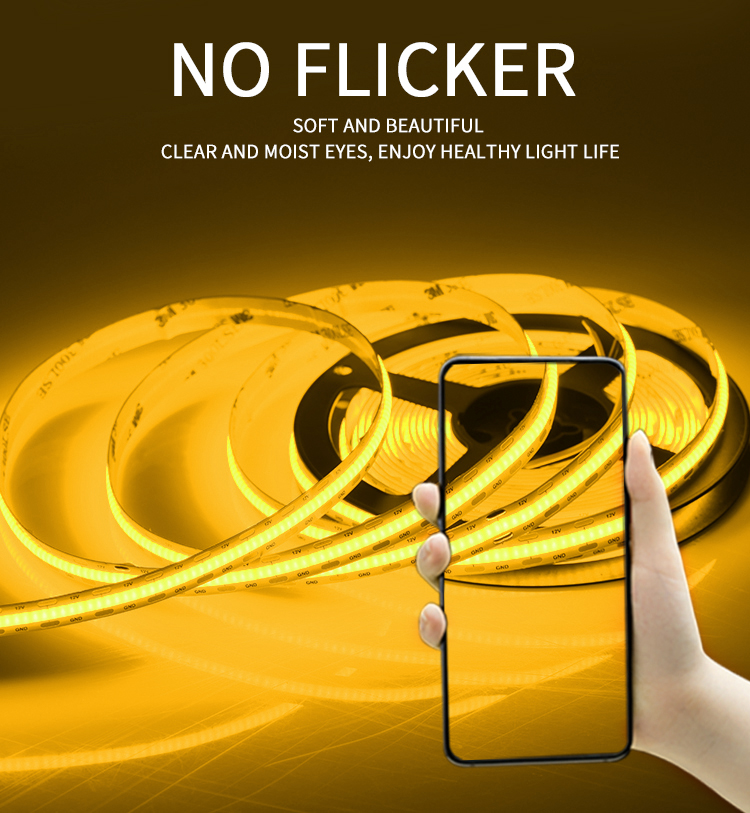 Cob Yellow Light Strip Led Led Chip Customize Logo DC24v 12v flexible yellow color led cob strip blue cob led strip light