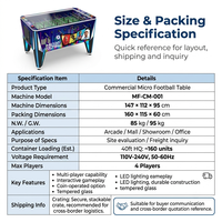 Table de baby-foot commerciale avec monnayeur, effets LED, tableau de scores numérique et graphiques personnalisés