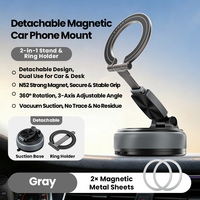 Support magnétique universel 2-en-1 détachable pour voiture, tableau de bord, bureau, avec rotation à 360° en métal pour smartphone