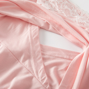 Conjunto de Pijamas de Maternidad Modales, Camisón de Lactancia a la Moda para Mujeres <span class=keywords><strong>Embarazadas</strong></span> - Product Image 6