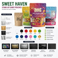 Op maat bedrukte recyclebare milieuvriendelijke staande pouch met transparant venster 250g 500g Mylar voedselveilig voor gummy snoep fruit snacks