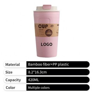 Wholesale Bamboo Fiber Tumbler Custom Logo Cute Design Recycled <b>Reusable</b> Drinking Coffee <b>Cup</b> with Cover - Product Image 4