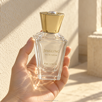 Flacon de parfum vide haut de gamme de 50 ml, flacon unique à facettes avec bouchon décoratif doré, emballage personnalisé