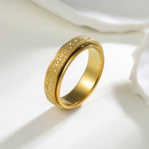 Anillo De Acero Inoxidable Frosted Stainless Steel Moon and Star Fidget <b>Rings</b> for Men Anti <b>Stress</b> and Anxiety Rotating Anillos - Product Image 5