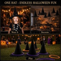 Topi Penyihir Hitam Klasik untuk Halloween-2 Ukuran Dapat Dilipat Ringan Serbaguna Kain Oxford Dekorasi Pesta Kostum Permainan |   Grosir