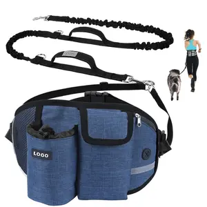 Tas pinggang pelatihan anjing Set tali pengikat bebas genggam kantong makanan hewan peliharaan tali melubangi anjing mangkuk penyimpanan tas cangkir air