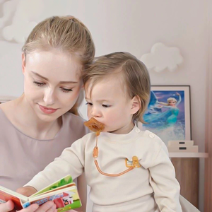 Chupetes de Silicona Libres de BPA para Recién Nacidos, Diseño de Boca Plana con Patrón de Corazón, <span class=keywords><strong>Cadena</strong></span> de Seguridad Anticaídas, Tetina Suave y Cómoda, 0-12 Meses - Product Image 2