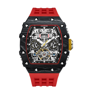 HANBORO Orologio <span class=keywords><strong>da</strong></span> Polso Scheletrato di Lusso in Fibra di Carbonio con Cronografo Impermeabile Sportivo per Uomo Perfetto per le Corse - Product Image 3