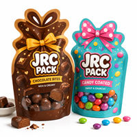 Sac à main personnalisé à motif animalier de dessin animé avec fenêtre zippée, sacs refermables en plastique pour emballage alimentaire de bonbons gélifiés, snacks et cadeaux
