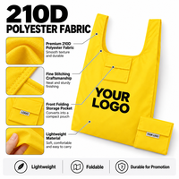 Sacs de courses en polyester 210D avec logo personnalisé, pliables, réutilisables, pour événements promotionnels, cadeaux en gros