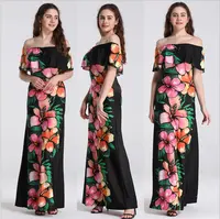 Thời Trang 2019 Phụ Nữ Gợi Cảm Tắt Vai Thăng Hoa In Bút Chì Bodycon Midi Dress