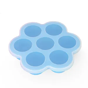 Silicone Round Egg Bites Molds Flexible Baby Food Storage Container With Round Storage Box Tray Customizable LFGB Certified