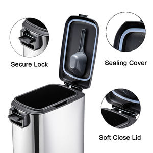 Récipient de stockage d'aliments pour animaux de compagnie de grande capacité 12L/20L couvercle de verrouillage hermétique en acier inoxydable chien chat <span class=keywords><strong>bac</strong></span> à grains avec roues - Product Image 2