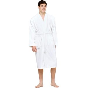 Peignoir en tissu éponge pour homme, 100% coton, manches longues, blanc doux, taille XX-Large, peignoir de bain grande taille pour femme et homme, peignoirs d'hôtel en gros - Product Image 2