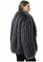 Manteau en polaire chaud de style européen et américain, en fausse fourrure de laine, coupe ajustée, avec rembourrage en polyester, couleur beige, effet peau de mouton à poils longs, style urbain