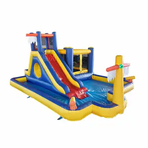Deluxe Inflatable Water Slide Park Heavy-Duty PVC Bounce House Đối Với Vui Chơi Ngoài Trời Leo Tường Trượt Bouncer Splash Pool
